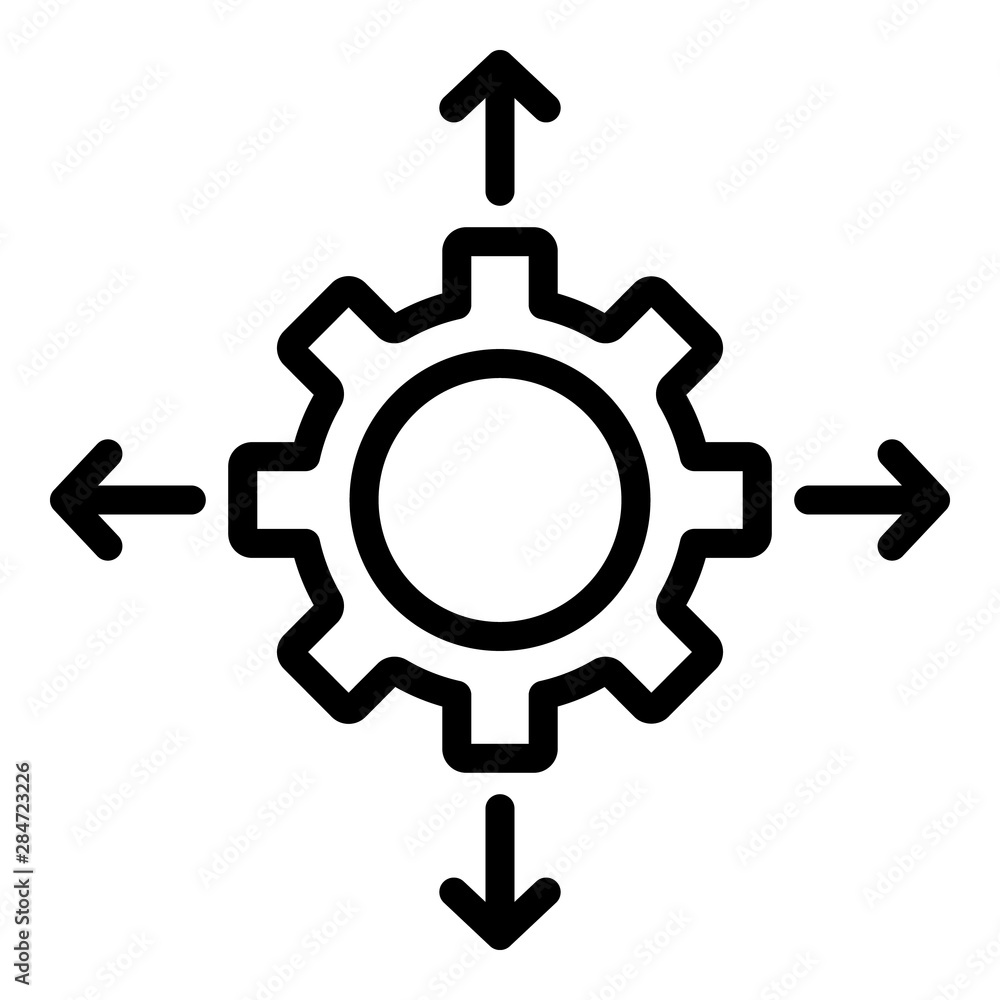 Poster gear and arrows icon. outline gear and arrows vector icon for web design isolated on white backgroun