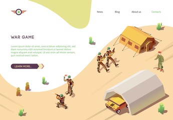 War Game Banner with Military Training Army Camp