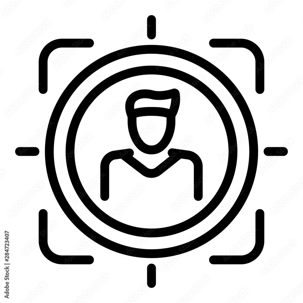 Poster person target icon. outline person target vector icon for web design isolated on white background