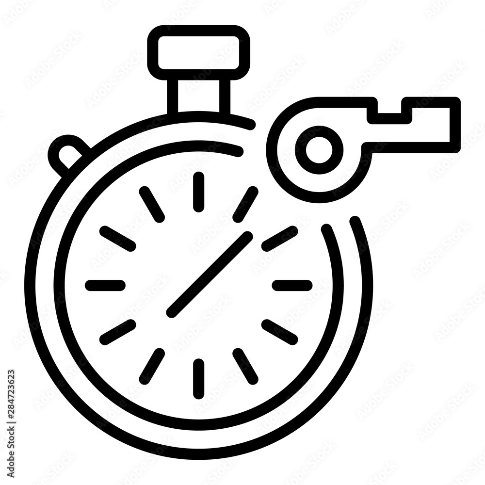 Poster stopwatch and whistle icon. outline stopwatch and whistle vector icon for web design isolated on whi