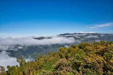 Plateau Paul da Serra above clouds in sunny summer day on the island of Madeira, Portugal