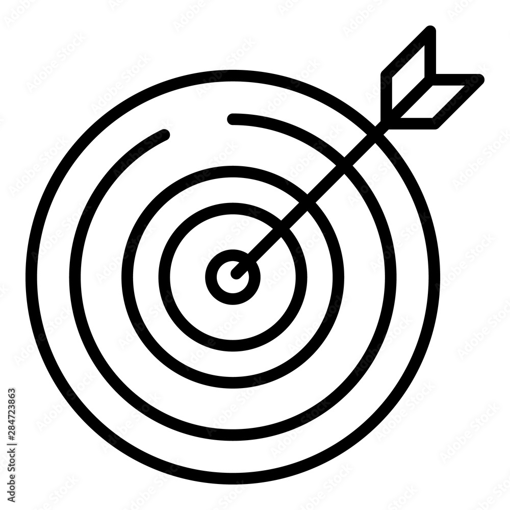 Poster the arrow is right on target icon. outline the arrow is right on target vector icon for web design i