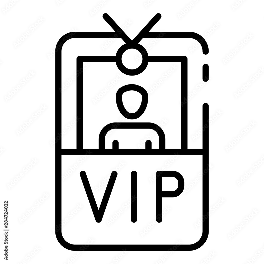 Poster vip badge with photo icon. outline vip badge with photo vector icon for web design isolated on white
