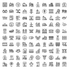 Farming robot icons set. Outline set of farming robot vector icons for web design isolated on white background © ylivdesign