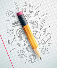 Classic pencil vector illustration. Education concept