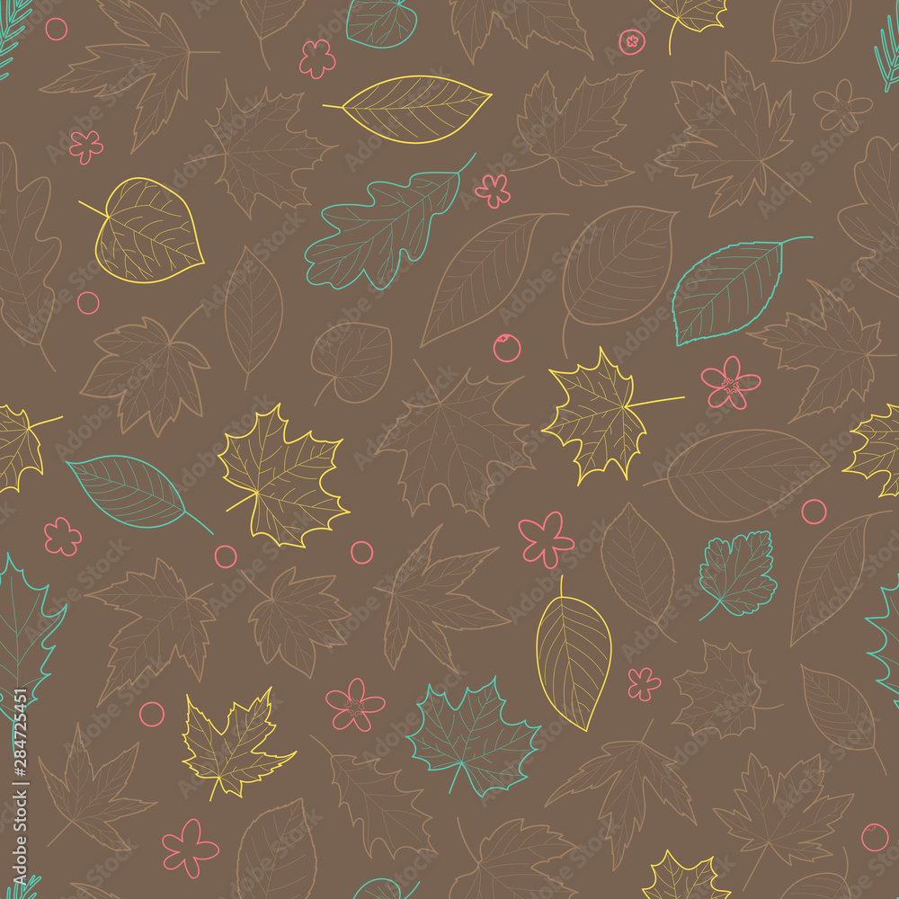 Poster autumn leaves vector seamless pattern