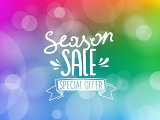 Season sale inscription on blured background. Season discount vector banner