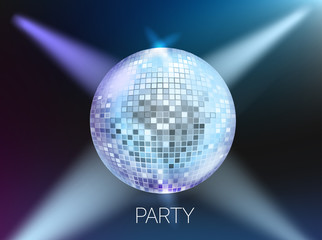 Disco party banner layout. Vector card template with copyspace