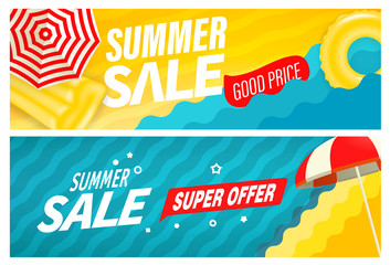 Summer super sale vector banners set