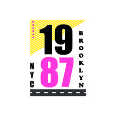 T shirt design nyc brooklyn 1987 typography vector illustration template.