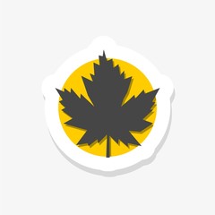 Maple leaf silhouette sticker icon black color