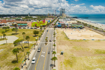 Aerial approach Myrtle Beach SC beautiful nice day