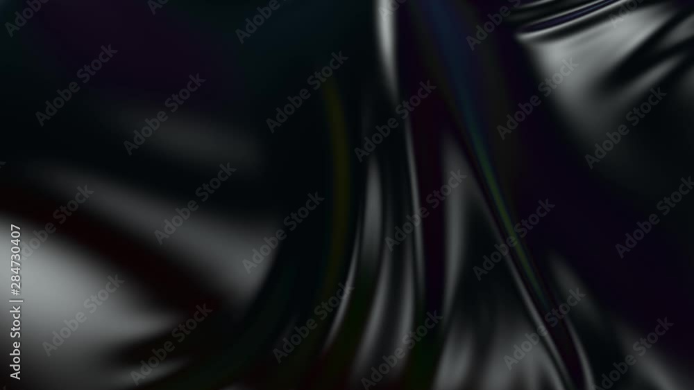 Poster abstract black silky fabric forms beautiful folds in the air in slow motion. 4k 3d animation of wavy