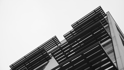 Construction abstract composition metal shutter on the facade vertical