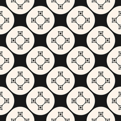 Vector ornamental seamless pattern with repeat geometric tiles, circles, squares