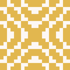 Vector geometric traditional folk ornament. Yellow and beige seamless pattern