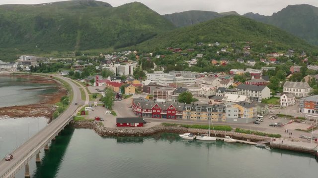 Stokmarknes aerial view. Norway. Lofoten islands