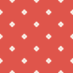 Vector minimalist floral geometric seamless pattern. Terracotta red and beige