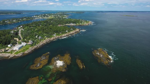 Coastal scenic islands descending Aerial 4K