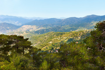 Fototapeta na wymiar Troodos mountains located in the Western part of the island of Cyprus.