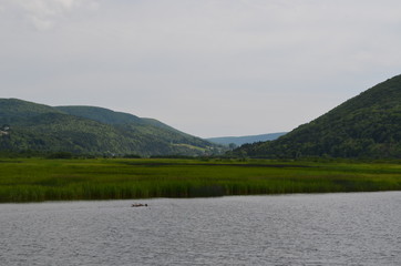 Summer In Nova Scotia: Looking Down Margaree Valley Along Margaree River on Cape Breton Island