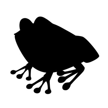 recommend clip art: Black silhouette cute smiling frog sitting on ground cartoon animal design flat vector illustration isolated on white background