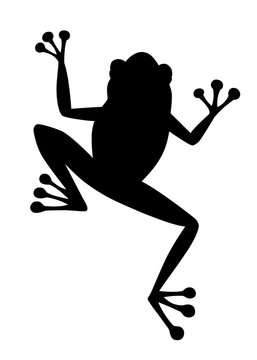 recommend clip art: Black silhouette cute smiling frog sitting on ground cartoon animal design flat vector illustration isolated on white background