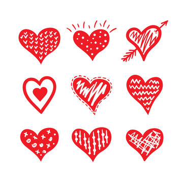 Hand drawn hearts. Design elements for Valentine s day.