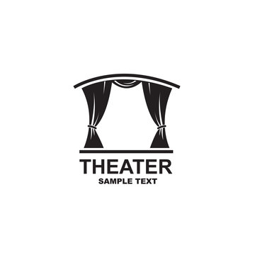 icon of theatrical scene with curtains isolated on white background