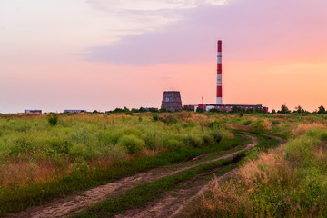 Fototapeta na wymiar Cooling tower of thermal power plant.