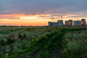 Natural background with condominiums, apartments, offices, shopping malls are blown through all the time, natural beauty that occurs naturally