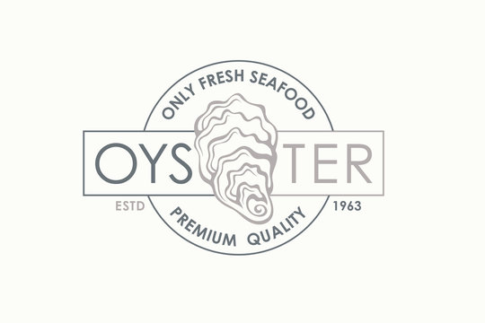 label of fresh oyster shell isolated on light background