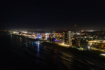 Fototapeta na wymiar Aerial night photo moon over Myrtle Beach SC