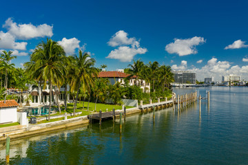 Fototapeta na wymiar Aerial drone photo Miami Beach lux homes on the bay