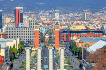 view of famous Plaza de Espana in Barcelona