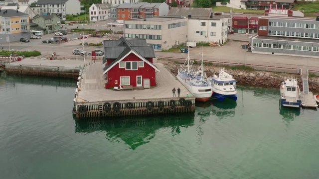 Stokmarknes aerial view. Norway. Lofoten islands
