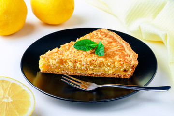 piece of lemon pie on a plate
