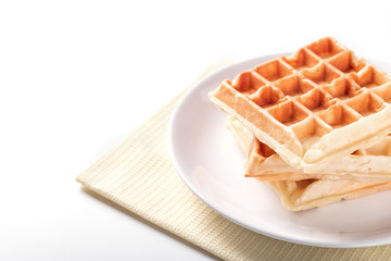 Freshly prepared belgian waffles