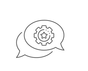 Settings gear line icon. Chat bubble design. Cogwheel with star sign. Working process symbol. Outline concept. Thin line settings gear icon. Vector