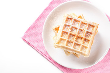 belgian waffles with icing sugar