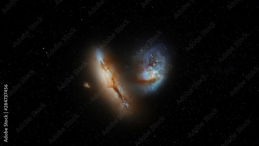 Wall mural scenic outer space collision copule of galaxy star cluster animation. contains public domain element