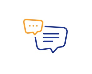 Chat comment sign. Text message line icon. Speech bubble symbol. Colorful outline concept. Blue and orange thin line text message icon. Vector