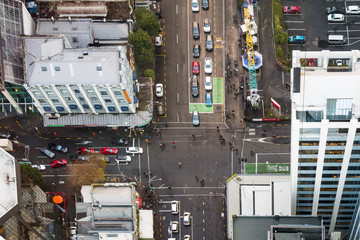 View of Auckland streets and roads from Sky Tower