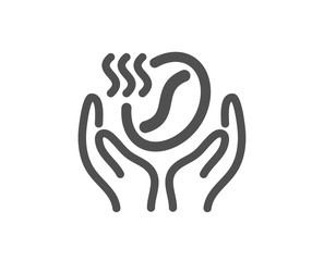 Hold roasted bean sign. Coffee icon. Love caffeine symbol. Classic flat style. Simple coffee icon. Vector