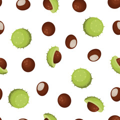 seamless pattern with fruits of chestnut