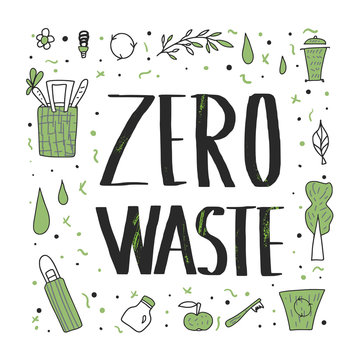 Zero waste emblem. Vector eco poster template.