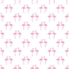 Seamless abstract wallpaper with flamingos. Hand drawn cartoon birds. Print for polygraphy, shirts and textiles. Cute texture. Pattern for design