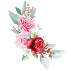 Flowers bouquet border for wedding or cards elements. Fully editable vector for wedding or greeting cards composition