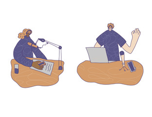 Podcast flat concept. Vector color card design.