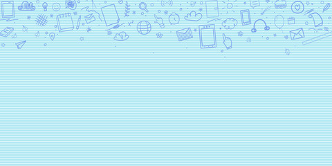 Back to school. Abstract line pattern with school supplies. Graphic stripe paper background. Striped abstract texture